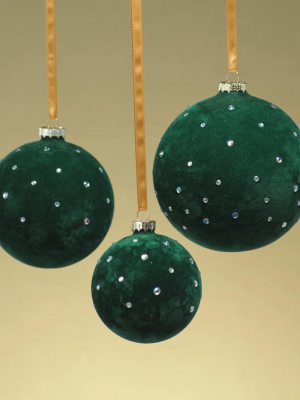 Flocked Ornament W/ Clear Studs