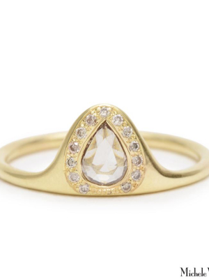 Champagne Diamond Pear Ring With Halo