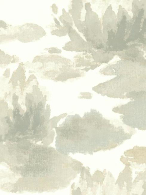 Sample Water Lily Wallpaper In Grey From The Botanical Dreams Collection By Candice Olson For York Wallcoverings