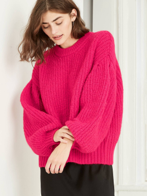 Women's Balloon Sleeve Boat Neck Pullover Sweater - A New Day™