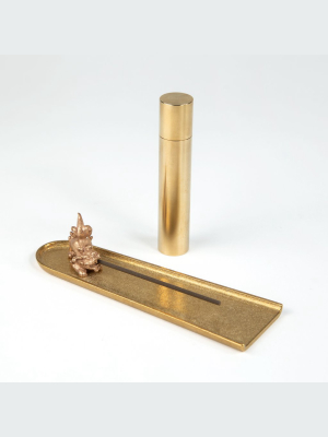 Brass Lion Incense Holder Set