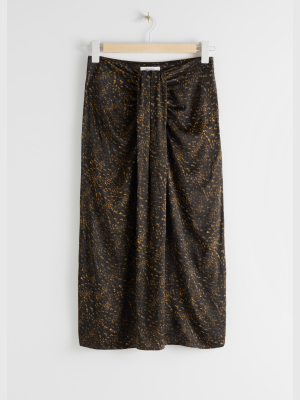 Graphic Animal Print Draped Midi Skirt