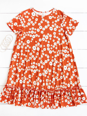 Rudy Dress - Red Orange Floral