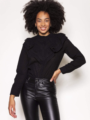 Frill Detail Blouse In Black