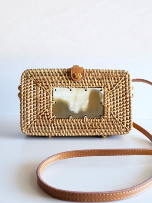 Xo Dang Rectangular Horn And Rattan Handbag