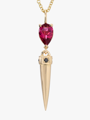 Pink Tourmaline Spike Pendant Necklace