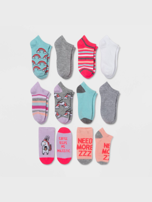 Women's Sleepy Unicorn 10pk Low Cut Socks - Xhilaration™ Assorted Colors 4-10