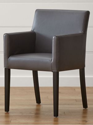 Lowe Smoke Leather Dining Arm Chair