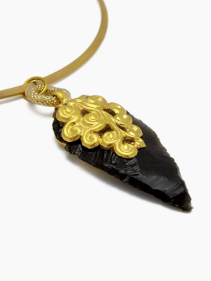 The Xenia Collar Necklace Black - Gold/black