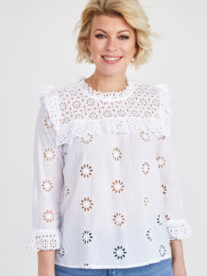 Wendy Broderie Anglaise Blouse | White