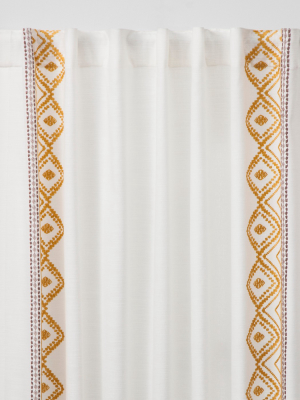 Global Border Curtain Panel White Yellow - Opalhouse™