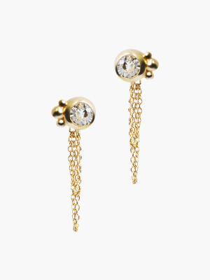 White Topaz Bonheur Birthstone Earrings