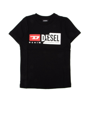Diesel Kids Logo Print Crewneck T-shirt