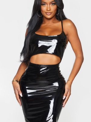 Shape Black Vinyl Cut Out Strappy Bodycon Dress