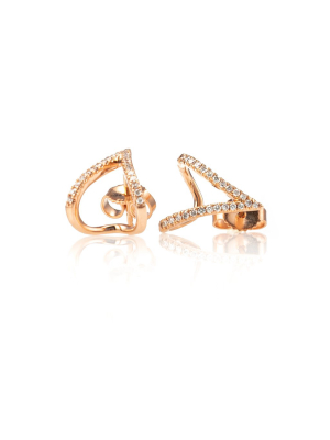 Pave Diamond V Claw Studs