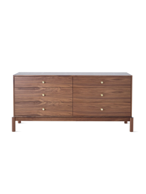 Pillar Low Dresser Walnut/ Brass