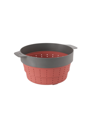 Berghoff Leo 10" Silicone 2-in-1 Steamer And Strainer, Pink & Grey