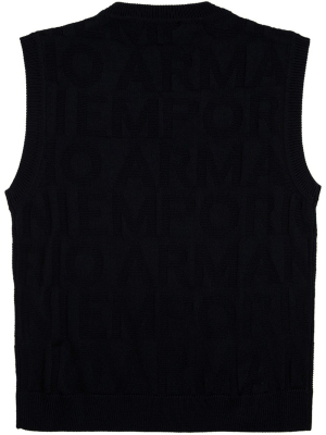 Emporio Armani Kids Logo Intarsia Knit Vest