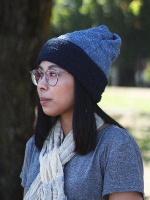 Kobo Oriza Multi Functional Light Blue And Blue Knit Beanie