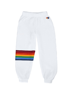 Kid's Rainbow Stitch Sweatpants - White