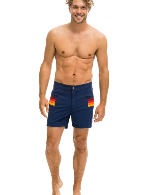 Men's Horizontal 5 Stripe Flex Shorts - Navy