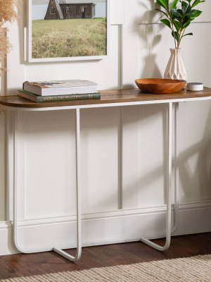 Modern Glam Curved Entryway Table With Faux Marble And Metal - Saracina Home