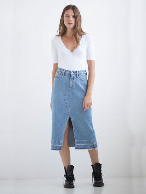 Denim A-line Skirt W. Front Slit / Jude