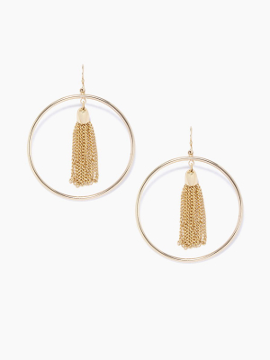 Chain Tassel Hoops - Gold