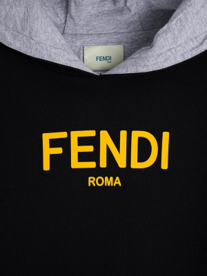 Fendi Kids Logo Printed Layered Hoodie