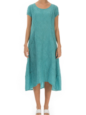 Waves Aqua Green Silk Dress