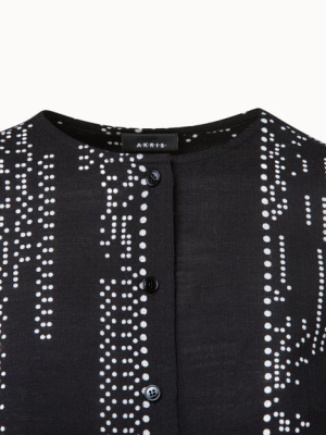 Wool Crêpe Punch Card Print Blouse