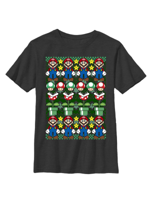 Men's Nintendo Ugly Christmas Mario T-shirt