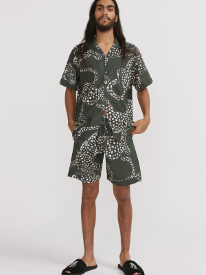 Men’s Cuban Pyjama Shirt The Jag Print Green