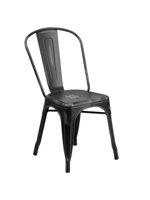 Flash Furniture Commercial Grade Distressed Metal Indoor-outdoor Stackable Chair