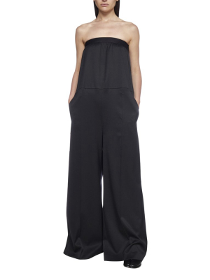 Mm6 Maison Margiela Strapless Press-crease Flared Jumpsuit