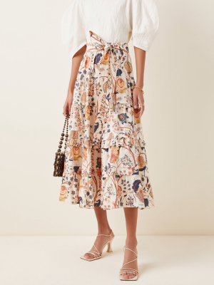 Sigrid Floral Cotton Midi Skirt