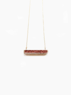 Fissure Rectangle Pendant Necklace - Red Opal