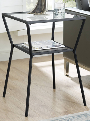 18" Modern Metal & Glass Side Table - Saracina Home