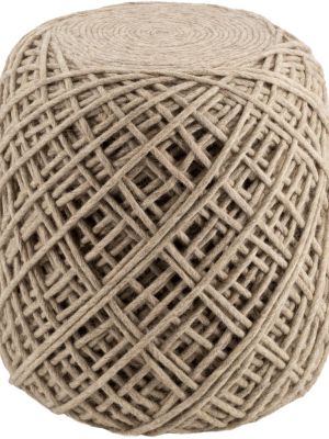 Xena Hand Woven Pouf In Black