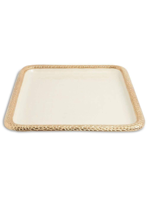 Julia Knight Florentine 15" Square Tray In Gold Snow