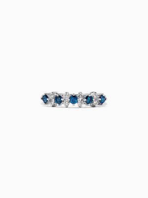 Effy Bella Bleu 14k White Gold Blue And White Diamond Ring, 0.58 Tcw