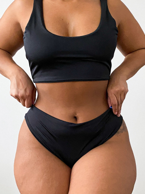 Plus Black Mix & Match High Waisted Bikini Bottom