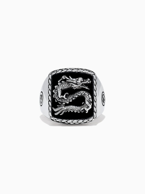 Effy Men's 925 Sterling Silver Onyx Dragon Ring, 5.00 Tcws