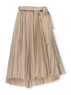 Brunello Cucinelli Pleated Tie-waist Midi Skirt