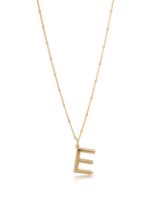 E Initial Necklace - Gold