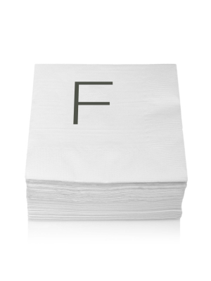 Monogram Cocktail Napkin, F (set Of 50)