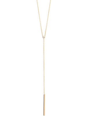 14k Diamond Bar Lariat Necklace