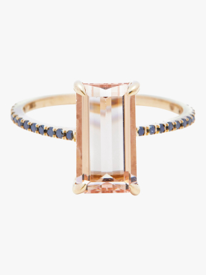 Morganite And Black Diamond Ring