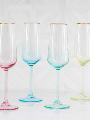 Vietri Rainbow Green Champagne Flute