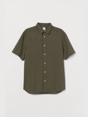 Regular Fit Linen-blend Shirt